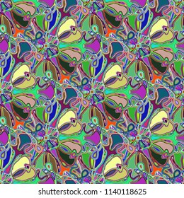 New color seamless pattern with many flower.