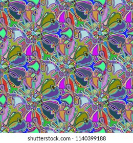 New color seamless pattern with many flower.