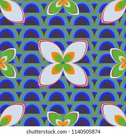 New color seamless pattern with many flower.