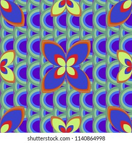New color seamless pattern with many flower.