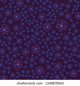 New color seamless pattern with many flower.
