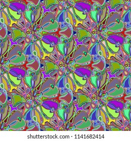 New color seamless pattern with many flower.