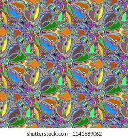 New color seamless pattern with many flower.