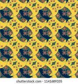 New color seamless pattern with many flower.