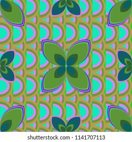 New color seamless pattern with many flower.