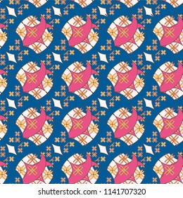 New color seamless pattern with many flower.