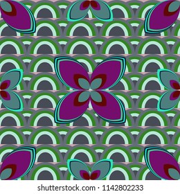 New color seamless pattern with many flower.