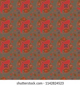 New color seamless pattern with many flower.