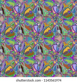 New color seamless pattern with many flower.