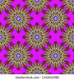 New color seamless pattern with many flower.