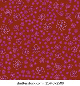 New color seamless pattern with many flower.