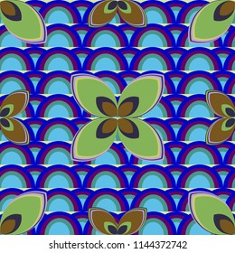 New color seamless pattern with many flower.
