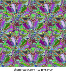 New color seamless pattern with many flower.
