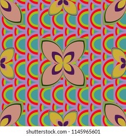 New color seamless pattern with many flower.