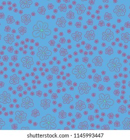 New color seamless pattern with many flower.