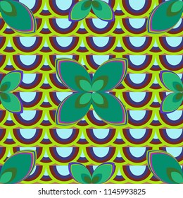 New color seamless pattern with many flower.