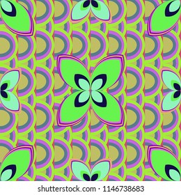 New color seamless pattern with many flower.