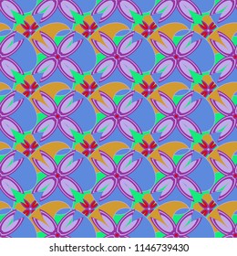 New color seamless pattern with many flower.