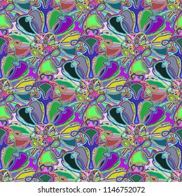 New color seamless pattern with many flower.