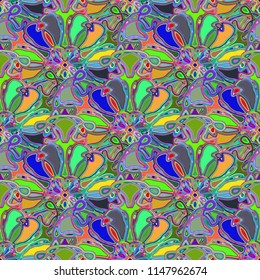 New color seamless pattern with many flowers.