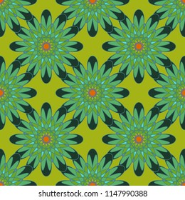 New color seamless pattern with many flower.