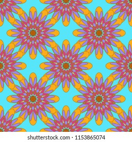 New color seamless pattern with many flower.