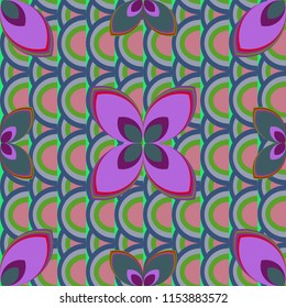 New color seamless pattern with many flower.