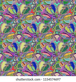 New color seamless pattern with many flower.