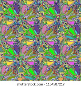 New color seamless pattern with many flower.