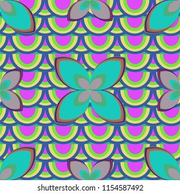 New color seamless pattern with many flower.
