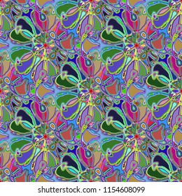 New color seamless pattern with many flower.