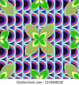 New color seamless pattern with many flower.