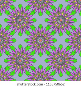 New color seamless pattern with many flower.