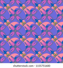 New color seamless pattern with many flower.