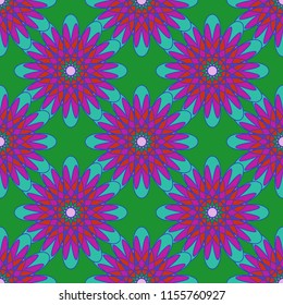 New color seamless pattern with many flower.
