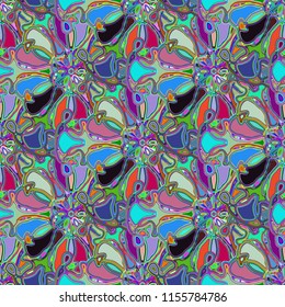 New color seamless pattern with many flower.