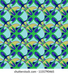 New color seamless pattern with many flower.