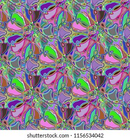 New color seamless pattern with many flower.