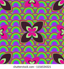 New color seamless pattern with many flower.