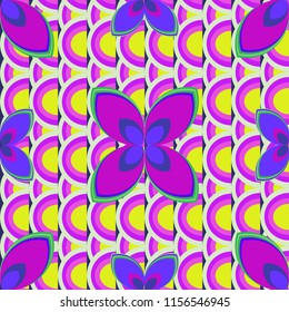 New color seamless pattern with many flower.