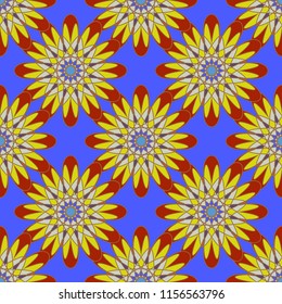 New color seamless pattern with many flowers.
