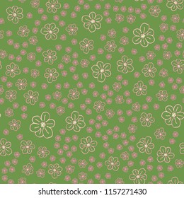 New color seamless pattern with many flowers