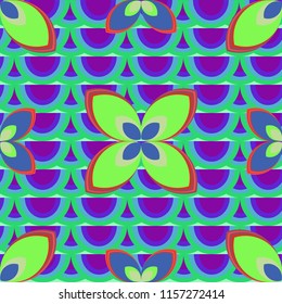 New color seamless pattern with many flowers