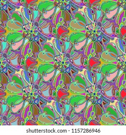 New color seamless pattern with many flowers