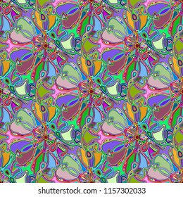 New color seamless pattern with many flower.