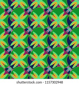 New color seamless pattern with many flower.