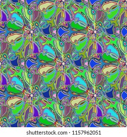 New color seamless pattern with many flower.