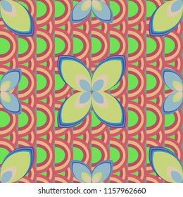 New color seamless pattern with many flower.