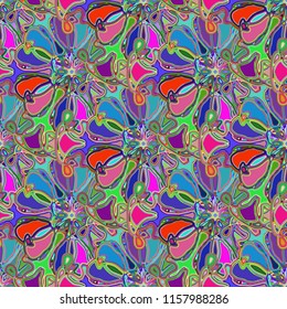 New color seamless pattern with many flower.