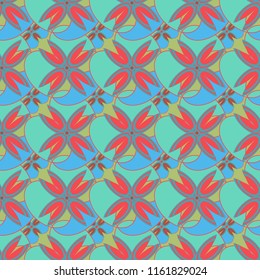 New color seamless pattern with many flower.